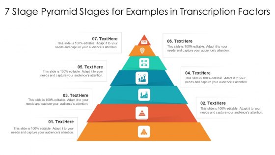 7 Stage Pyramid Stages For Examples In Transcription Factors Ppt PowerPoint Presentation Gallery Master Slide PDF