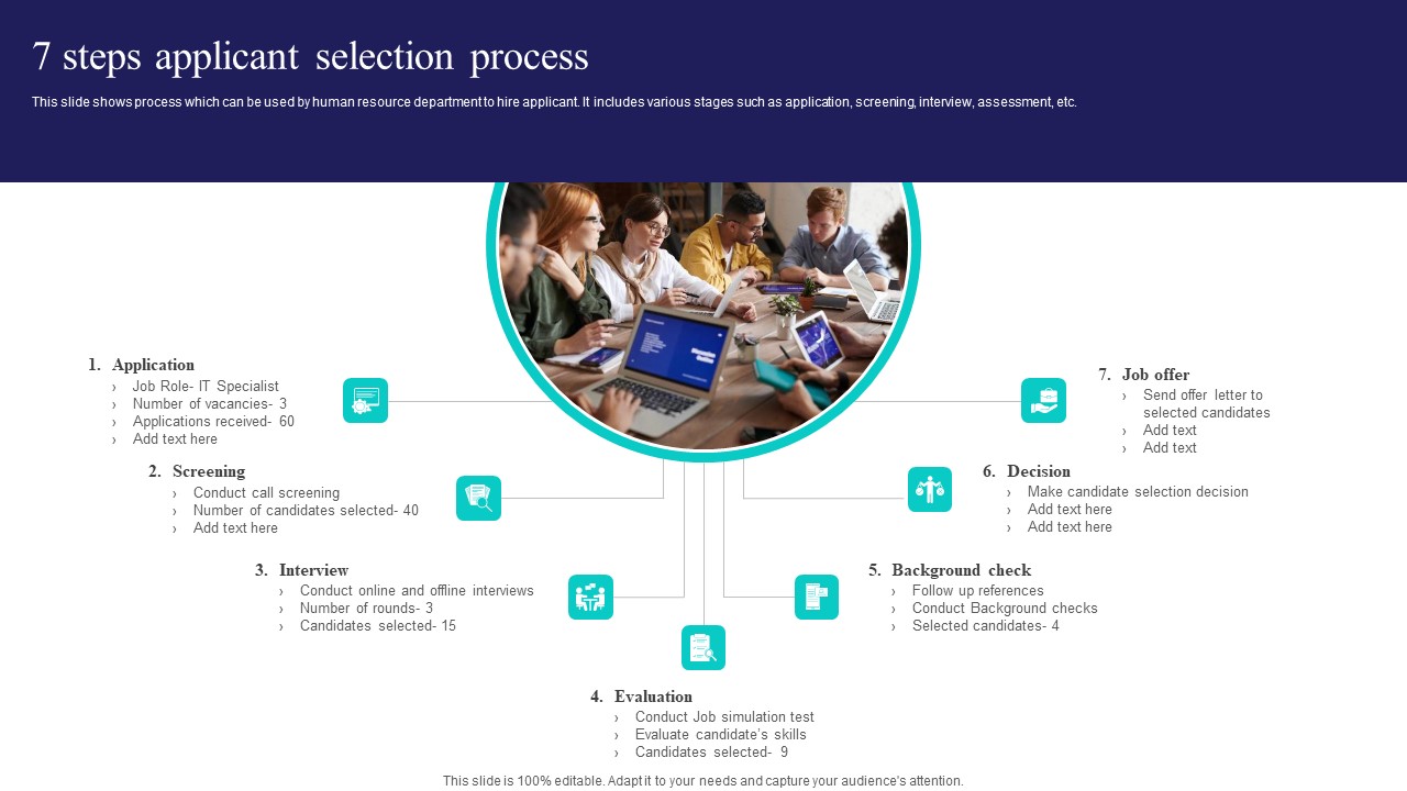 7 Steps Applicant Selection Process Ppt PowerPoint Presentation File Graphics Tutorials PDF