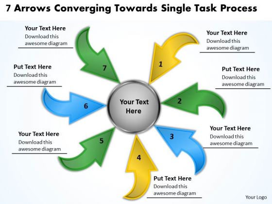 7 Arrows Converging Towards Single Task Process Relative Cycle Chart PowerPoint Slides 7 Arrows Converging Towards Single Task Process Relative Cycle Chart PowerPoint Slides