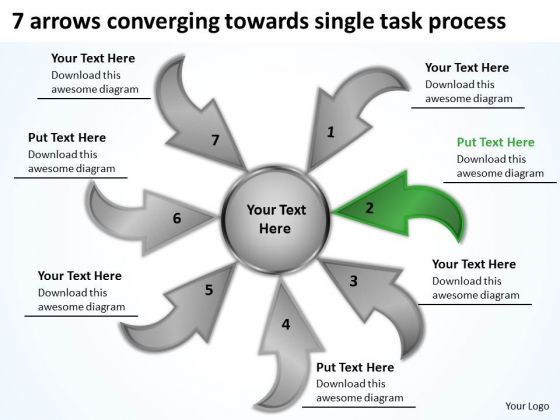 7 Arrows Converging Towards Single Task Process Target Network PowerPoint Slides 7 Arrows Converging Towards Single Task Process Target Network PowerPoint Slides
