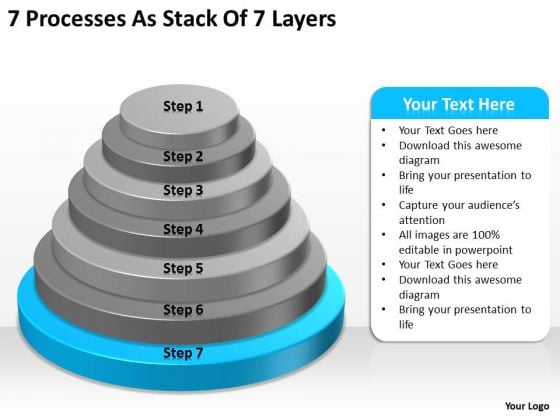 7 Processess As Stack Of Layers Ppt Business Plan PowerPoint Slides