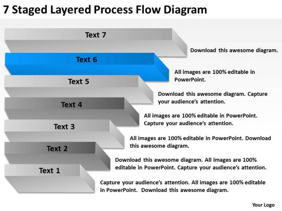 7 Staged Layered Process Flow Diagram Ppt Steps To Writing Business Plan PowerPoint Templates