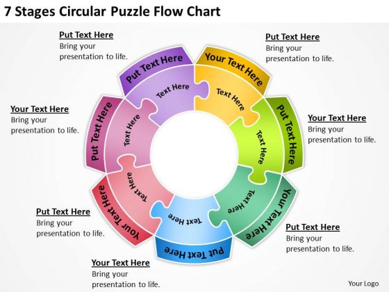 7 stages circular puzzle flow chart day business plan template