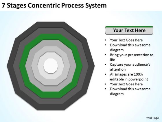 7 Stages Concentric Proces System Business Plans PowerPoint Templates