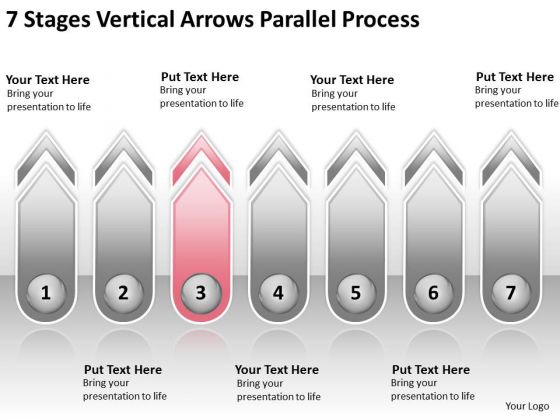 7 Stages Vertical Arrows Parallel Process Best Business Plan Examples PowerPoint Slides