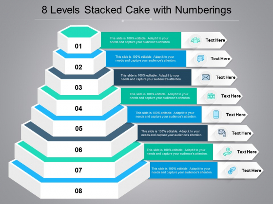 8 Levels Stacked Cake With Numberings Ppt PowerPoint Presentation Shapes PDF