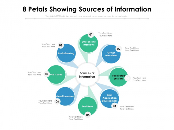 8 Petals Showing Sources Of Information Ppt PowerPoint Presentation Professional Structure PDF