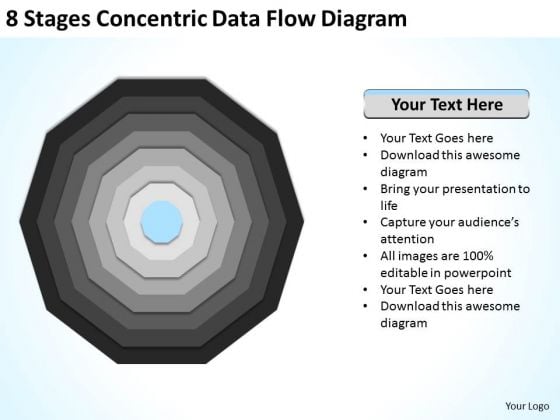 8 Stages Concentric Data Flow Diagram Business Plans For PowerPoint Slides
