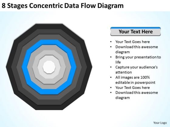 8 Stages Concentric Data Flow Diagram Ppt Business Plan Marketing PowerPoint Slides