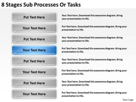 8 Stages Sub Processes Or Tasks Ppt Business Plan PowerPoint Template 8 Stages Sub Processes Or Tasks Ppt Business Plan PowerPoint Template