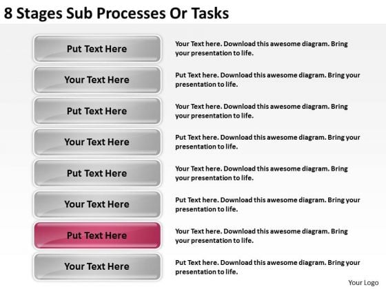 8 Stages Sub Processes Or Tasks Ppt Business Plan PowerPoint Templates 8 Stages Sub Processes Or Tasks Ppt Business Plan PowerPoint Templates