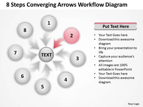 8 Steps Converging Arrows Workflow Diagram Circular Layout Process PowerPoint Template