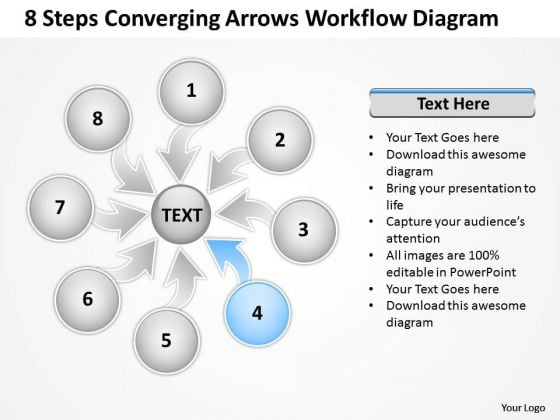 8 Steps Converging Arrows Workflow Diagram Process Software PowerPoint Slides