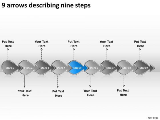 9 Arrows Describing Nine Steps Workflow Management Slides PowerPoint Templates