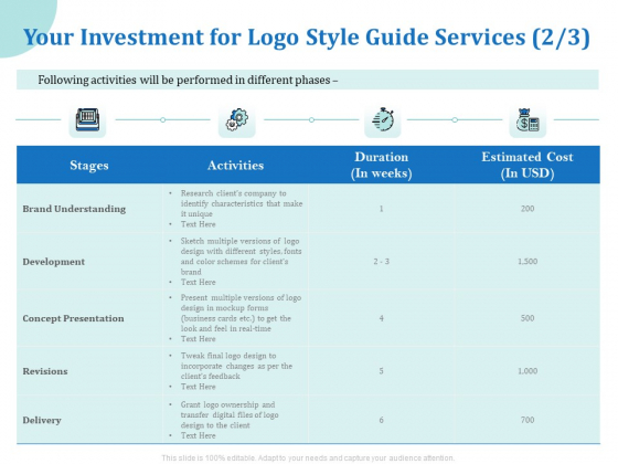 A Step By Step Guide To Creating Brand Guidelines Your Investment For Logo Style Guide Services Activities Download PDF A Step By Step Guide To Creating Brand Guidelines Your Investment For Logo Style Guide Services Activities Download PDF