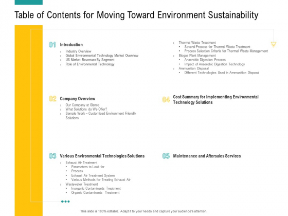 A Step Towards Environmental Preservation Table Of Contents For Moving Toward Environment Sustainability Portrait PDF A Step Towards Environmental Preservation Table Of Contents For Moving Toward Environment Sustainability Portrait PDF