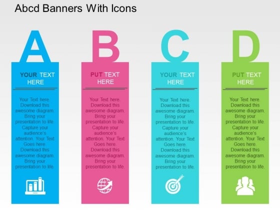 Abcd Banners With Icons Powerpoint Templates