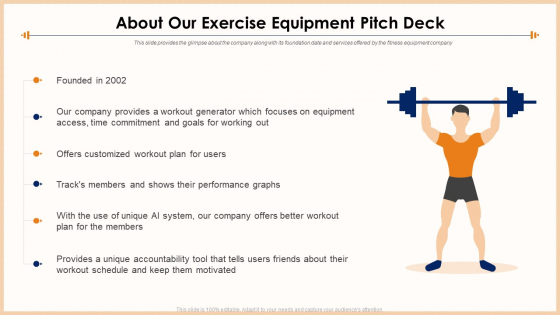 About Our Exercise Equipment Pitch Deck Topics PDF