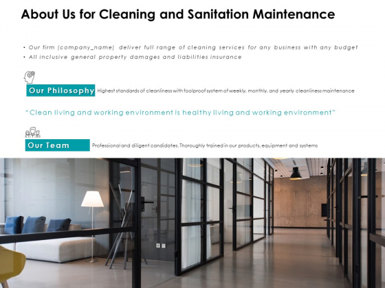 About Us For Cleaning And Sanitation Maintenance Team Ppt