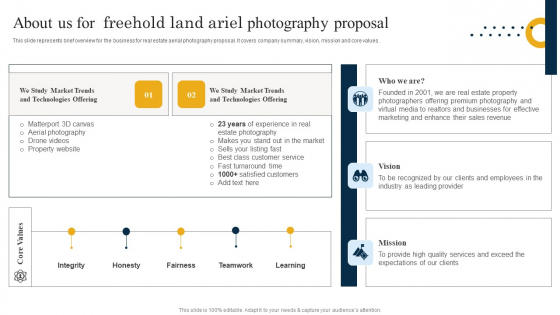 About Us For Freehold Land Ariel Photography Proposal Information PDF