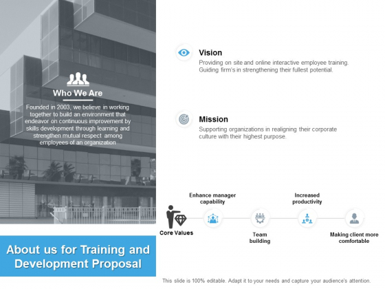 About Us For Training And Development Proposal Ppt PowerPoint Presentation Pictures Themes About Us For Training And Development Proposal Ppt PowerPoint Presentation Pictures Themes