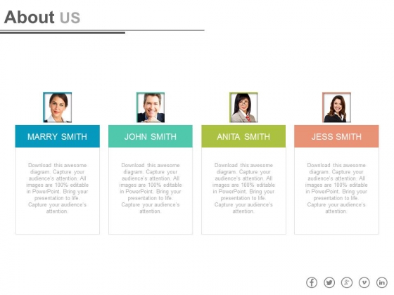 About Us Slide With Team Pictures Powerpoint Slides About Us Slide With Team Pictures Powerpoint Slides