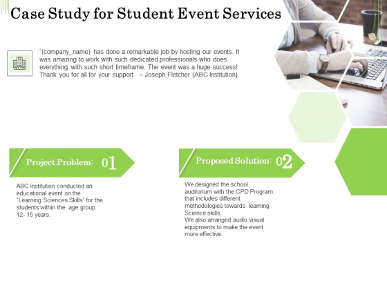 Academic Study Proposal Case Study For Student Event Services Ppt Summary Graphics Tutorials PDF