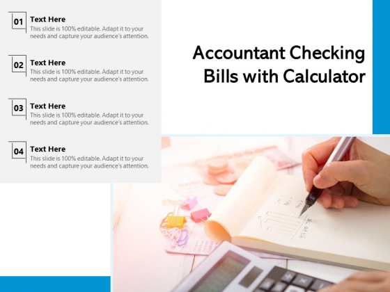 Accountant Checking Bills With Calculator Ppt PowerPoint Presentation Visual Aids Summary PDF
