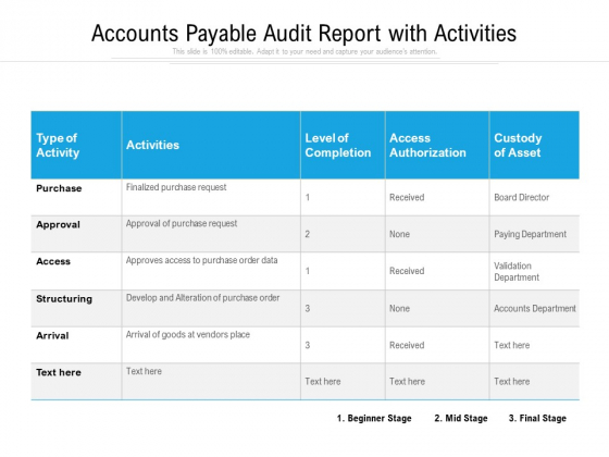 Accounts Payable Audit Report With Activities Ppt PowerPoint Presentation Summary Format Ideas PDF Accounts Payable Audit Report With Activities Ppt PowerPoint Presentation Summary Format Ideas PDF