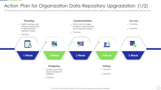 Action Plan For Organization Data Repository Developing Organization Primary Data Storage Action Plan Slides PDF