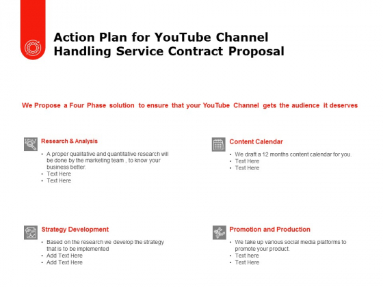 Action Plan For Youtube Channel Handling Service Contract Proposal Ppt PowerPoint Presentation Inspiration Portfolio