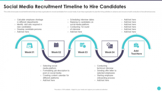 Action Plan To Optimize Hiring Process Social Media Recruitment Timeline To Hire Candidates Graphics PDF