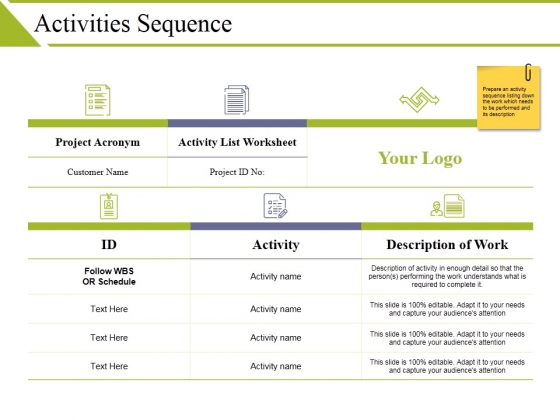 Activities Sequence Ppt PowerPoint Presentation Styles Guide