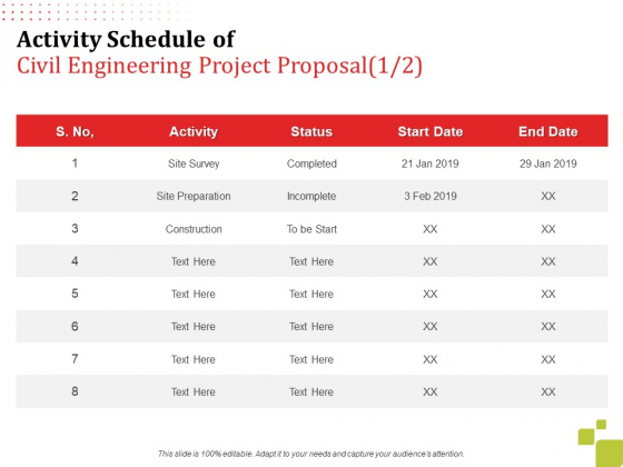 Activity Schedule Of Civil Engineering Project Proposal Survey Ppt Slides Graphics PDF Activity Schedule Of Civil Engineering Project Proposal Survey Ppt Slides Graphics PDF