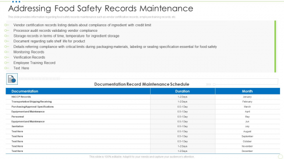 Addressing Food Safety Records Maintenance Food Security Excellence Ppt Portfolio Layout PDF Addressing Food Safety Records Maintenance Food Security Excellence Ppt Portfolio Layout PDF
