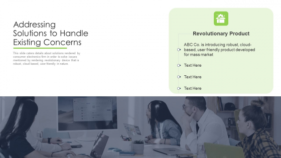 Addressing Solutions To Handle Existing Concerns Ppt Visual Aids Infographics PDF Addressing Solutions To Handle Existing Concerns Ppt Visual Aids Infographics PDF