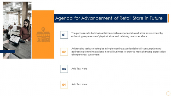 Advancement Of Retail Store In Future Agenda For Advancement Of Retail Store In Future Information PDF