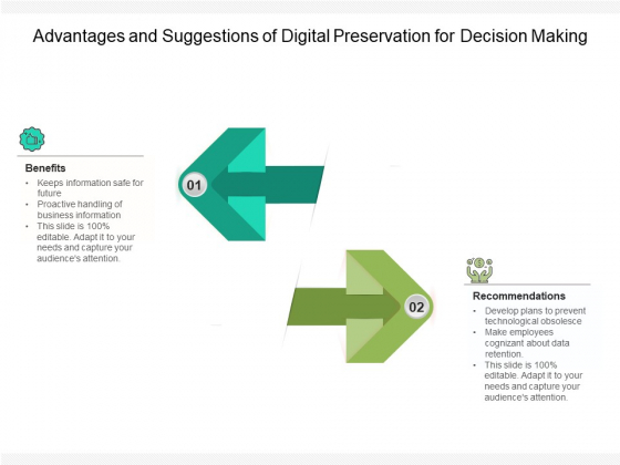 Advantages And Suggestions Of Digital Preservation For Decision Making Ppt PowerPoint Presentation Gallery Graphics Design PDF Advantages And Suggestions Of Digital Preservation For Decision Making Ppt PowerPoint Presentation Gallery Graphics Design PDF