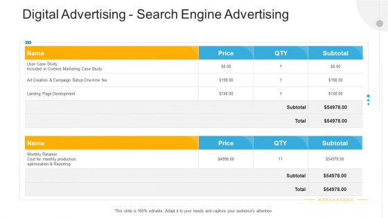 Advertisement Plan Proposal Presentation Digital Advertising Search Engine Advertising Ppt Visual Aids Inspiration PDF