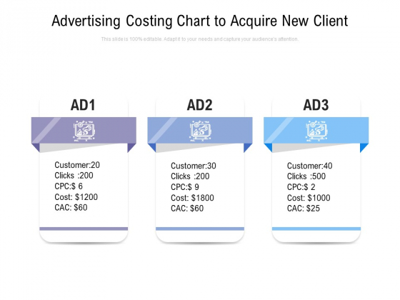 Advertising Costing Chart To Acquire New Client Ppt PowerPoint Presentation Inspiration Example Topics PDF Advertising Costing Chart To Acquire New Client Ppt PowerPoint Presentation Inspiration Example Topics PDF