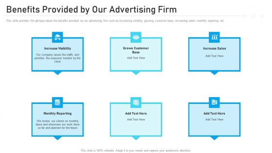 Advertising Pitch Deck Benefits Provided By Our Advertising Firm Ppt Topics PDF Advertising Pitch Deck Benefits Provided By Our Advertising Firm Ppt Topics PDF