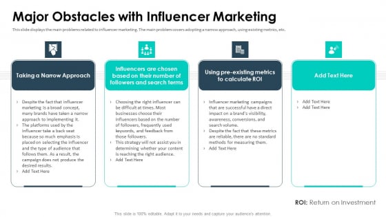 Affiliate Marketing Pitch Deck Major Obstacles With Influencer Marketing Icons PDF Affiliate Marketing Pitch Deck Major Obstacles With Influencer Marketing Icons PDF