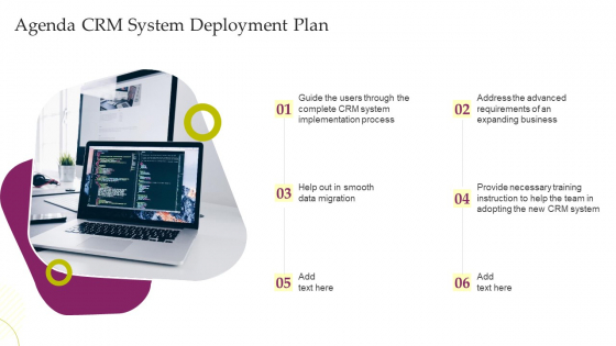 Agenda CRM System Deployment Plan Ppt Visual Aids Pictures PDF
