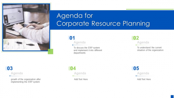 Agenda For Corporate Resource Planning Graphics PDF