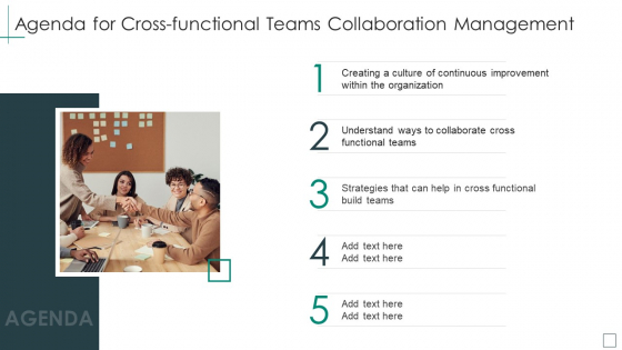 Agenda For Cross Functional Teams Collaboration Management Professional PDF