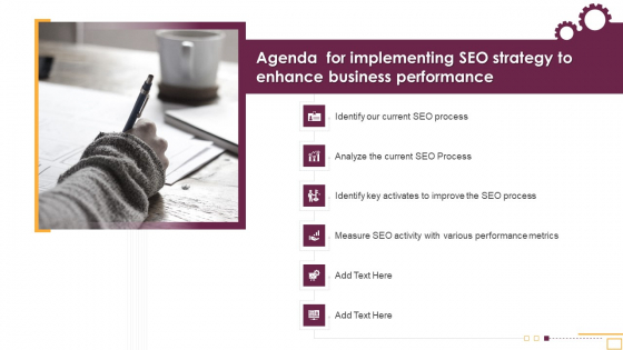 Agenda For Implementing SEO Strategy To Enhance Business Performance Introduction PDF