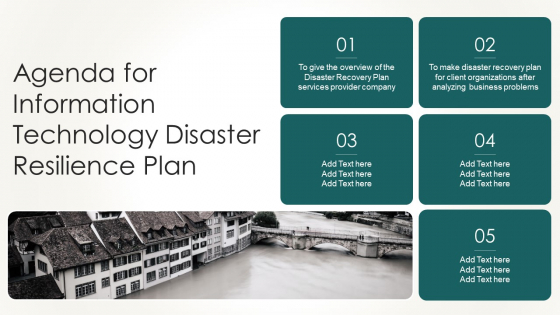 Agenda For Information Technology Disaster Resilience Plan Background PDF
