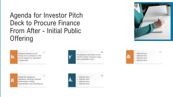 Agenda For Investor Pitch Deck To Procure Finance From After Initial Public Offering Rules PDF Agenda For Investor Pitch Deck To Procure Finance From After Initial Public Offering Rules PDF