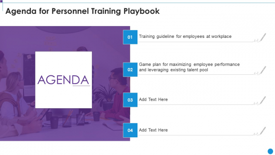 Agenda For Personnel Training Playbook Elements PDF