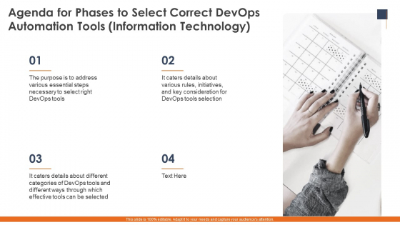 Agenda For Phases To Select Correct Devops Automation Tools Information Technology Topics PDF Agenda For Phases To Select Correct Devops Automation Tools Information Technology Topics PDF